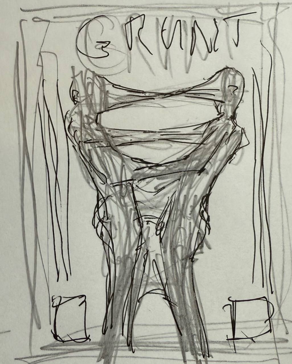 Thumbnail of an idea for @vanleathermen‘s next month’s GRUNT poster… because @Rubbout is coming.